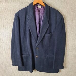 Vintage Fenn Wright & Manson Jacket Mens 44R Blue Blazer Wool Blend Sport‎ Coat